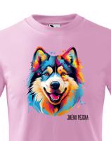Dětské tričko s potiskem plemene Aljašský malamut s volitelným jménem