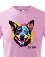 Dětské tričko s potiskem plemene Austrálsky dobytkársky pes s volitelným jménem