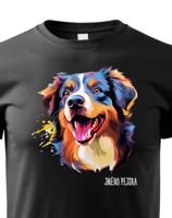 Dětské tričko s potiskem plemene Australský ovčák s volitelným jménem