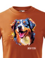 Dětské tričko s potiskem plemene Australský ovčák s volitelným jménem