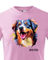 Dětské tričko s potiskem plemene Australský ovčák s volitelným jménem