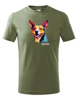 Dětské tričko s potiskem plemene Basenji s volitelným jménem