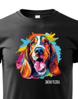 Dětské tričko s potiskem plemene Baset s volitelným jménem