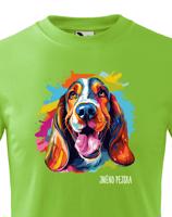 Dětské tričko s potiskem plemene Baset s volitelným jménem