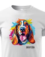 Dětské tričko s potiskem plemene Baset s volitelným jménem