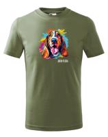 Dětské tričko s potiskem plemene Baset s volitelným jménem