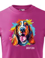 Dětské tričko s potiskem plemene Baset s volitelným jménem