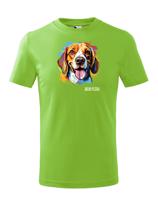 Dětské tričko s potiskem plemene Bígl s volitelným jménem