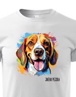 Dětské tričko s potiskem plemene Bígl s volitelným jménem