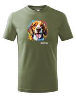 Dětské tričko s potiskem plemene Bígl s volitelným jménem