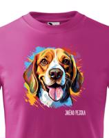 Dětské tričko s potiskem plemene Bígl s volitelným jménem