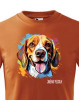 Dětské tričko s potiskem plemene Bígl s volitelným jménem