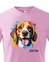 Dětské tričko s potiskem plemene Bígl s volitelným jménem