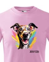 Dětské tričko s potiskem plemene Italský chrtík s volitelným jménem