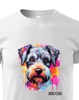 Dětské tričko s potiskem plemene Knírač malý s volitelným jménem