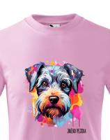 Dětské tričko s potiskem plemene Knírač malý s volitelným jménem