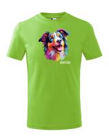 Dětské tričko s potiskem plemene Kolie s volitelným jménem