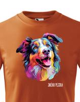 Dětské tričko s potiskem plemene Kolie s volitelným jménem