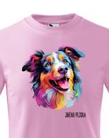 Dětské tričko s potiskem plemene Kolie s volitelným jménem