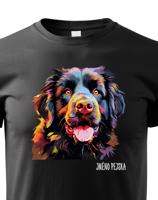 Dětské tričko s potiskem plemene Novofundlandský pes s volitelným jménem