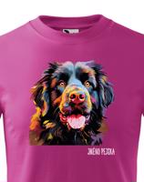 Dětské tričko s potiskem plemene Novofundlandský pes s volitelným jménem