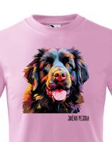 Dětské tričko s potiskem plemene Novofundlandský pes s volitelným jménem