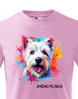 Dětské tričko s potiskem plemene West Highland White teriér s volitelným jménem