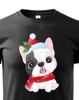 Dětské tričko s potiskem Vánočního buldočku - roztomilé dětské tričko