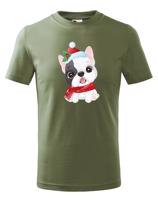 Dětské tričko s potiskem Vánočního buldočku - roztomilé dětské tričko