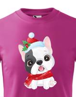 Dětské tričko s potiskem Vánočního buldočku - roztomilé dětské tričko