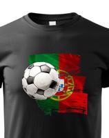 Dětské tričko s potiskem vlajky Portugalska a fotbalového míče - tričko pro milovníky fotbalu