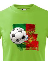 Dětské tričko s potiskem vlajky Portugalska a fotbalového míče - tričko pro milovníky fotbalu