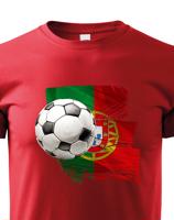 Dětské tričko s potiskem vlajky Portugalska a fotbalového míče - tričko pro milovníky fotbalu
