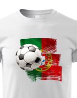 Dětské tričko s potiskem vlajky Portugalska a fotbalového míče - tričko pro milovníky fotbalu