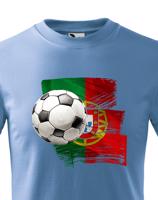 Dětské tričko s potiskem vlajky Portugalska a fotbalového míče - tričko pro milovníky fotbalu