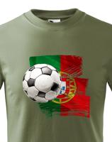 Dětské tričko s potiskem vlajky Portugalska a fotbalového míče - tričko pro milovníky fotbalu