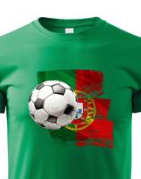 Dětské tričko s potiskem vlajky Portugalska a fotbalového míče - tričko pro milovníky fotbalu