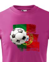 Dětské tričko s potiskem vlajky Portugalska a fotbalového míče - tričko pro milovníky fotbalu