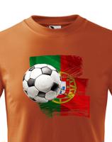 Dětské tričko s potiskem vlajky Portugalska a fotbalového míče - tričko pro milovníky fotbalu
