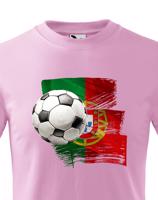 Dětské tričko s potiskem vlajky Portugalska a fotbalového míče - tričko pro milovníky fotbalu