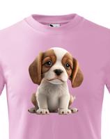 Dětské tričko s roztomilým pejskem - krásný barevný motiv s plnými barvami