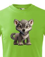 Dětské tričko s roztomilým vlkem - nádherný barevný motiv s plnými barvami