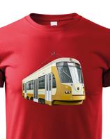 Dětské tričko s tramvají - krásný barevný motiv s plnými barvami