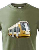 Dětské tričko s tramvají - krásný barevný motiv s plnými barvami
