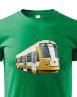 Dětské tričko s tramvají - krásný barevný motiv s plnými barvami