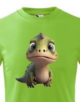 Dětské tričko zelený dinosaurus - roztomilý barevný motiv s plnými barvami