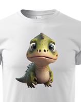 Dětské tričko zelený dinosaurus - roztomilý barevný motiv s plnými barvami