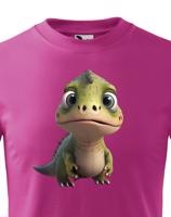 Dětské tričko zelený dinosaurus - roztomilý barevný motiv s plnými barvami