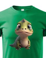 Dětské tričko zelený dinosaurus - roztomilý barevný motiv s plnými barvami