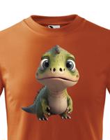 Dětské tričko zelený dinosaurus - roztomilý barevný motiv s plnými barvami